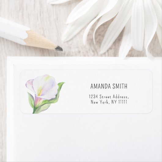 Aquarelle Calla Lily étiquette (En situation)