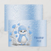 Aquarelle Canard bleu Carte de remerciements flora (Devant / Derrière)