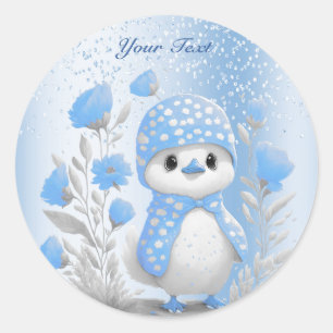 Aquarelle Canard Bleu Sticker Floral