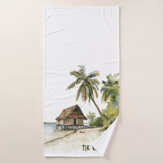Aquarelle captivante Chalet House Beach scène (Serviette de bain)