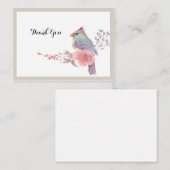 Aquarelle Cardinal Bird Wreath Carte de remercieme (Devant / Derrière)