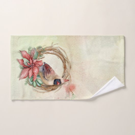 Aquarelle Cardinal d'hiver (Serviette à main)