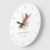 Aquarelle Cardinal Personnalisé Grande horloge (Angle)