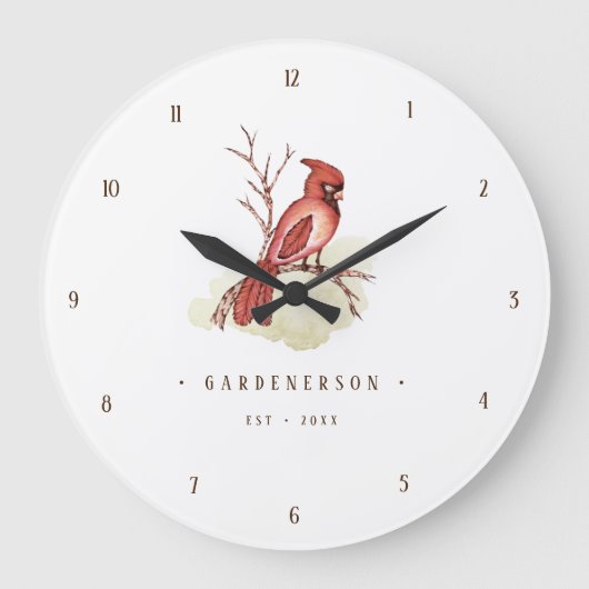 Aquarelle Cardinal Personnalisé Grande horloge (Recto)