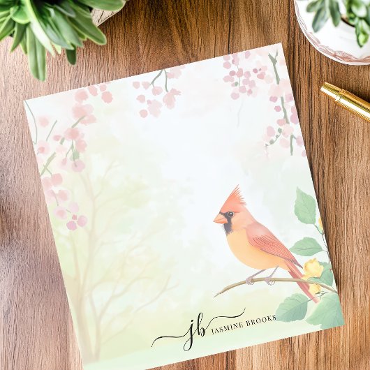 Aquarelle cardinale de printemps - Bloc-notes pers