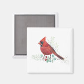 Aquarelle cardinale rouge Magnet (Recto/Verso)