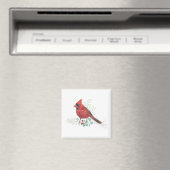 Aquarelle cardinale rouge Magnet (In Situ (Lave-vaisselle))