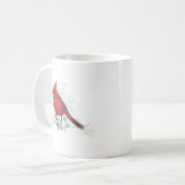 Aquarelle cardinale rouge Oiseau Art Café Mug (Devant gauche)