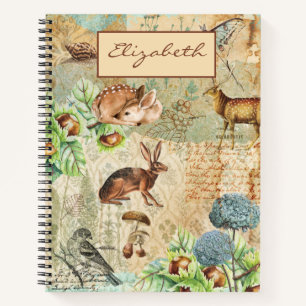 Aquarelle Carnet des animaux de la forêt de bois