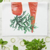 Aquarelle carottes serviette de cuisine (Plié)
