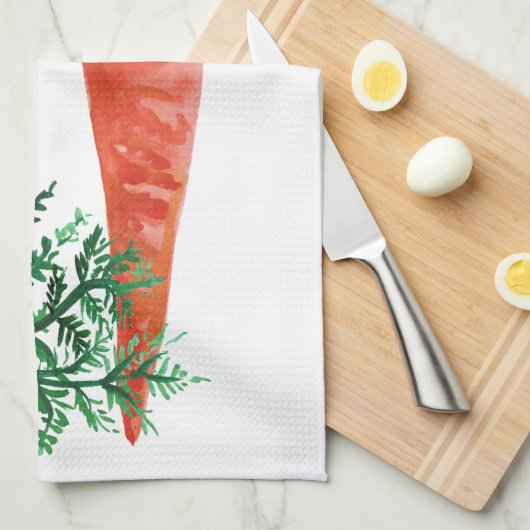 Aquarelle carottes serviette de cuisine (Quart Plié)