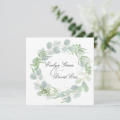 Aquarelle carré Faire-part de mariage vert (Debout devant)