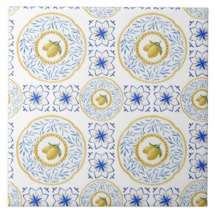 Aquarelle Carreaux de Motif citron italien