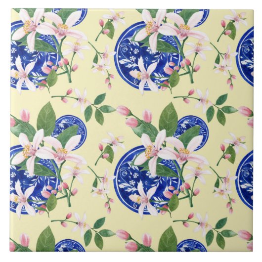 Aquarelle Carreaux de Motif citron italien (Devant)