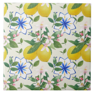 Aquarelle Carreaux de Motif citron italien