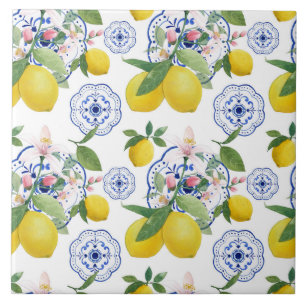 Aquarelle Carreaux de Motif citron italien
