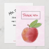 Aquarelle Carte de remerciements Apple pour enseig (Devant / Derrière)