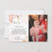 aquarelle carte de remerciements de baptême floral (Devant)