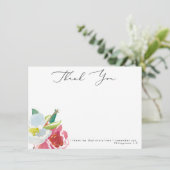 Aquarelle Carte de remerciements d'écriture floral (Debout devant)