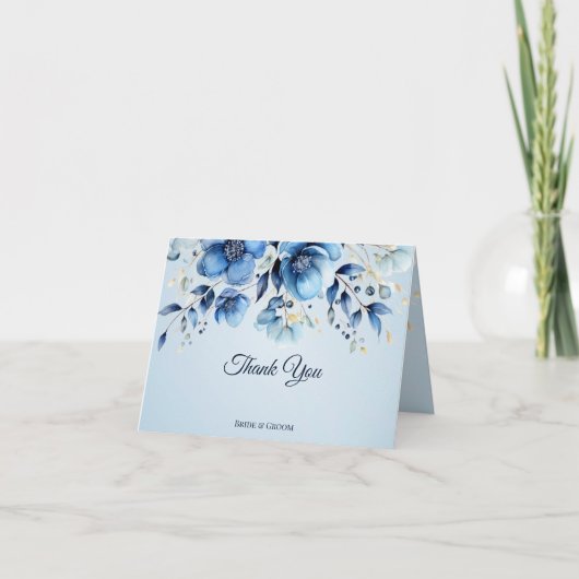 Aquarelle Carte de remerciements Fleurs Bleues (Devant)