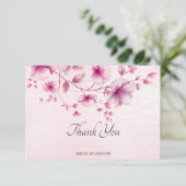 Aquarelle Carte de remerciements Fleurs roses (Debout devant)