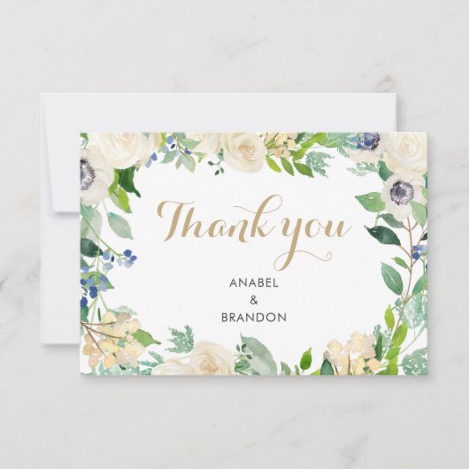 Aquarelle Carte de remerciements Florale (Devant)