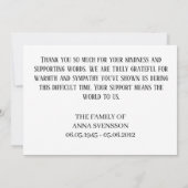 Aquarelle Carte de remerciements funéraire artisan (Dos)