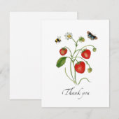 Aquarelle Carte de remerciements plat fraise (Devant / Derrière)