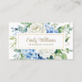 Aquarelle Carte de visite bleu et blanc (Devant)