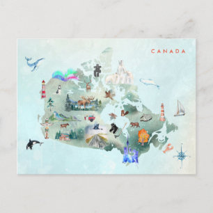 Aquarelle Carte illustrée de l'art canadien