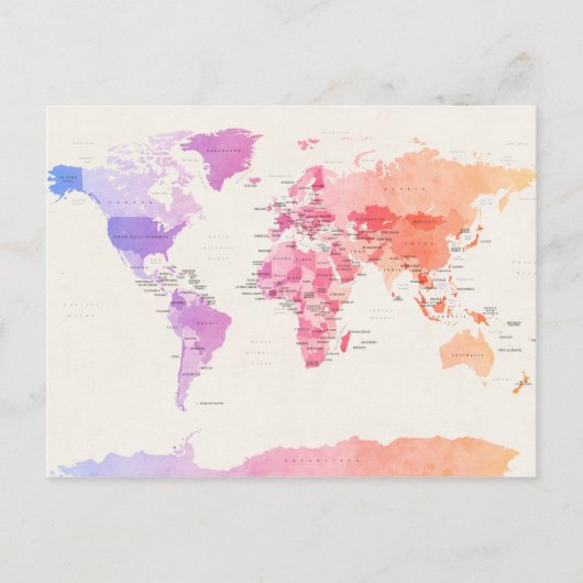Aquarelle Carte politique du monde (Devant)