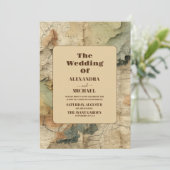 Aquarelle Carte Vintage Mariage de voyage (Debout devant)