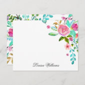 Aquarelle Cartes pour notes floraux (Devant / Derrière)