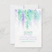 Aquarelle cascade mariage violet bleu vert RSVP (Dos)