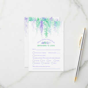 Aquarelle cascade mariage violet bleu vert RSVP