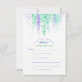 Aquarelle cascade vert violet mariage RSVP (Dos)