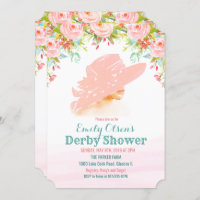 Aquarelle Casquette Floral Derby Douche Invitation