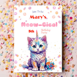 Aquarelle Caticorn Meow-Gical Invitation d'anniver