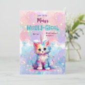 Aquarelle Caticorn Meow-Gical Invitation d'anniver (Debout devant)