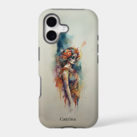 Aquarelle Catrina Dia de los Muertos Crâne de Sucr