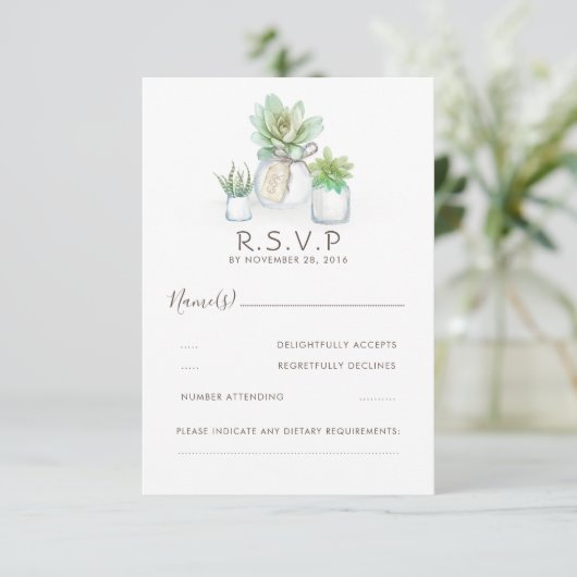 Aquarelle Celadon Mariage Succulent RSVP (Debout devant)
