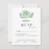 aquarelle celadon succulent mariage rsvp (Devant)