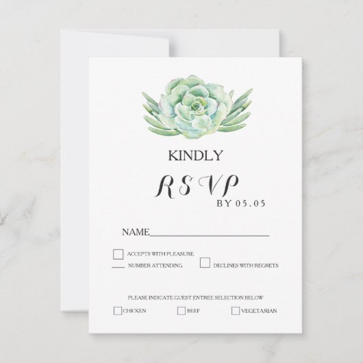 aquarelle celadon succulent mariage rsvp (Devant)