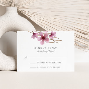 Aquarelle Cerise Fleurs Mariage RSVP