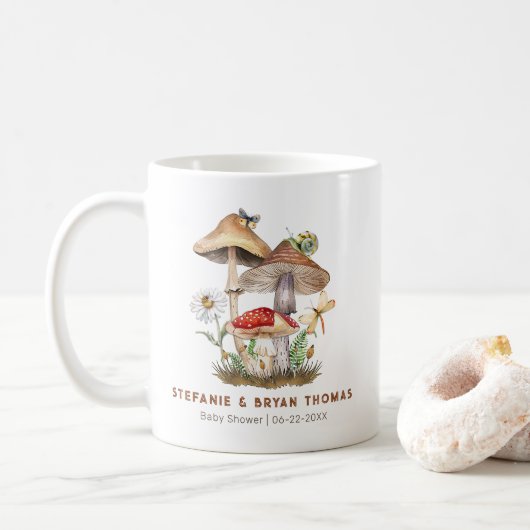 Aquarelle Champignons Baby shower de café Mug | Wh (Avec donut)
