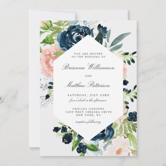 Aquarelle charmée Faire-part de mariage florale (Devant)