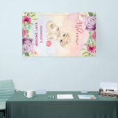 Aquarelle Chat bébé et bannière Fleurs (Salon professionnel)
