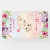 Aquarelle Chat bébé et bannière Fleurs (Horizontal)