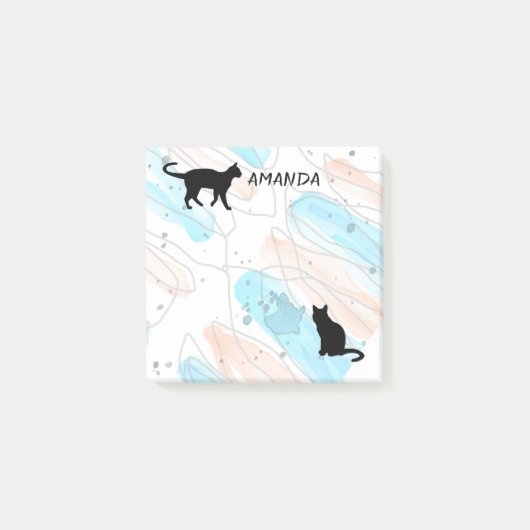 aquarelle chat design personnalisé post-it note (Devant)