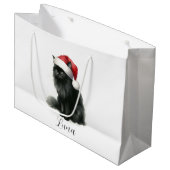 Aquarelle Chat noir dans le sac cadeau Festive San (Devant Angle)
